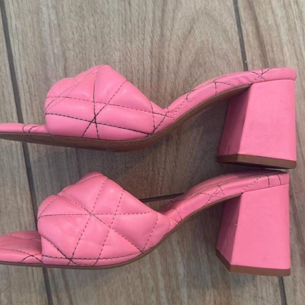 Zara Sandals Wide Heeled Quilted Pink kitten heals size 36 (6.5) - Picture 4 of 4